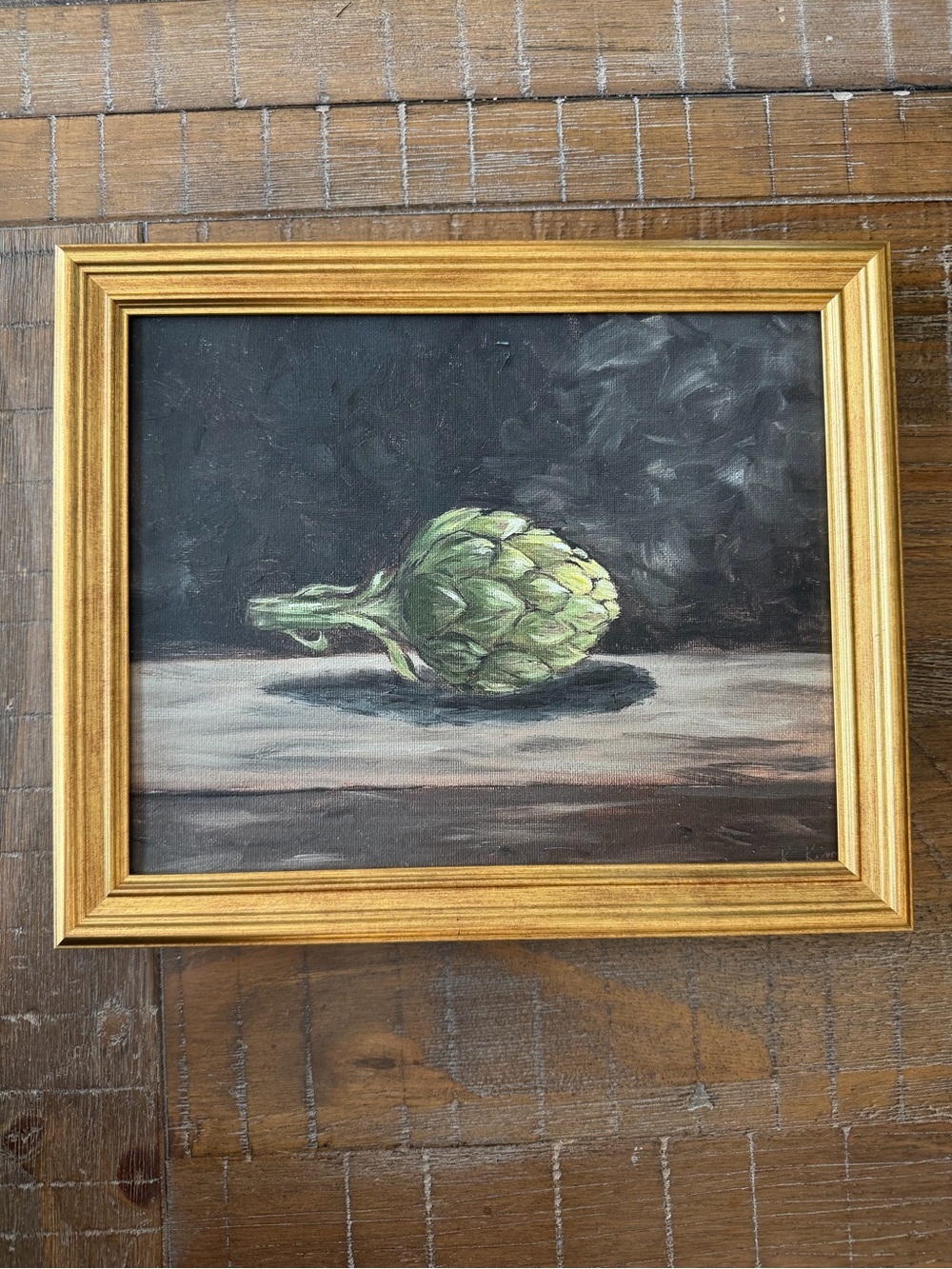 Gold Framed Still Life Oil Painting Print  - Green Artichoke